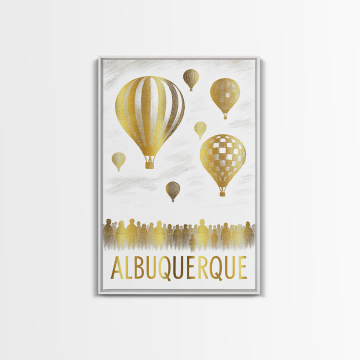 Albuquerque Travel Poster, Framed Canvas Print, Gold Line Drawing Wall Art, Albuquerque Art Print, Travel Poster Art, Wanderlust Decor