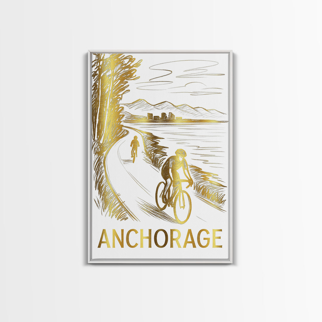 Anchorage Travel Poster, Canvas Print, Elegant City Illustration, Anchorage City Art, Travel Poster Art, Mid Century Wall Art, Design 2