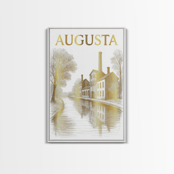 Augusta Georgia Travel Poster, Framed Canvas Print, Elegant City Illustration, Augusta Art Print, Vintage City Poster, Travel Poster Set