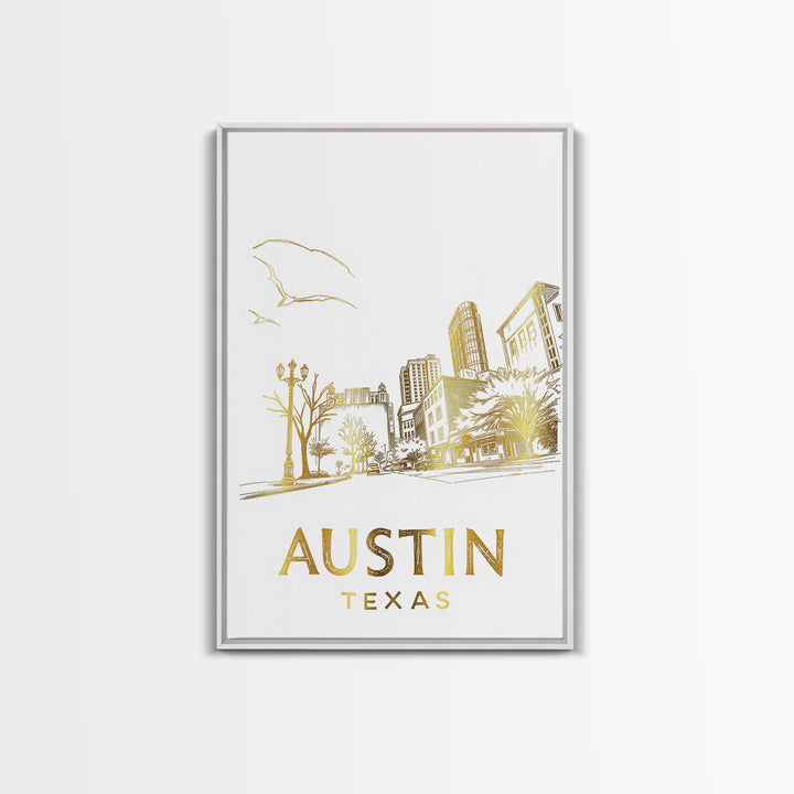 Austin Texas Travel Poster, Canvas Print, Elegant City Illustration, Austin City Art, Travel Wall Art, Vintage Travel Art, Travel Posters