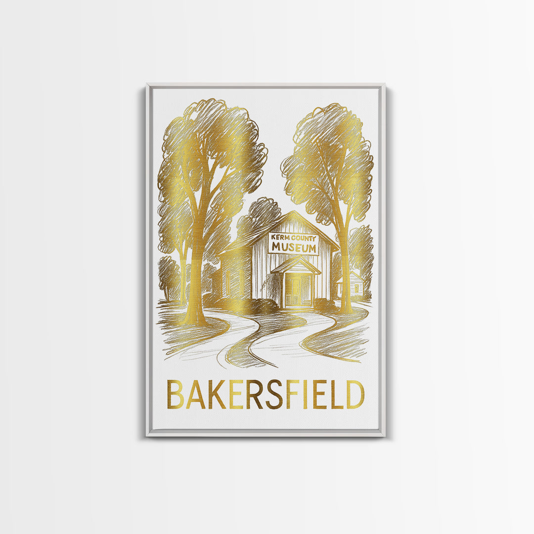 Bakersfield Travel Poster, Framed Canvas Print, Minimalist Poster Art, Bakersfield Art Print, Travel Wall Art, Wanderlust Decor