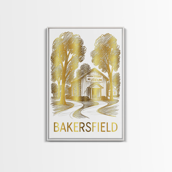 Bakersfield Travel Poster, Framed Canvas Print, Minimalist Poster Art, Bakersfield Art Print, Travel Wall Art, Wanderlust Decor