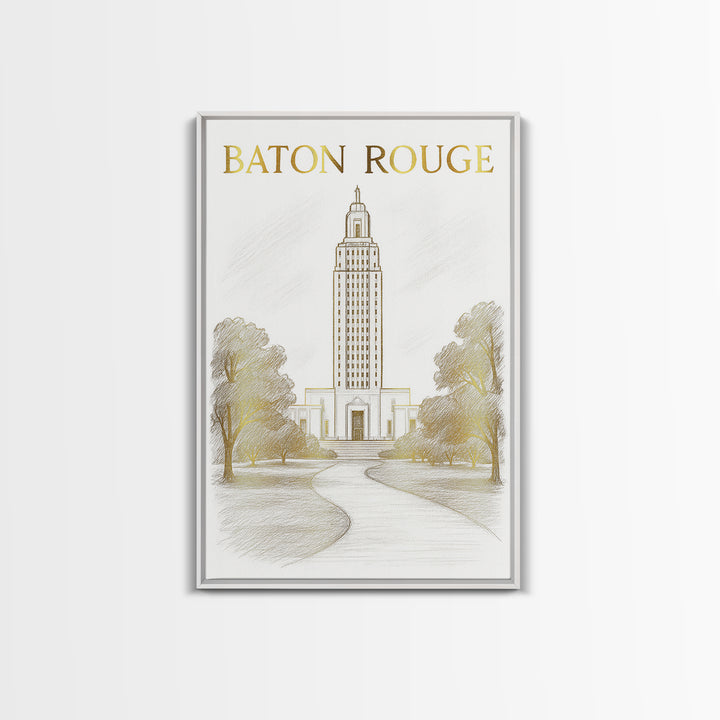 Baton Rouge Louisiana Travel Poster, Framed Canvas Print, Minimalist Poster Art, Baton Rouge City Art, Retro Travel Print, Modern Wall Decor
