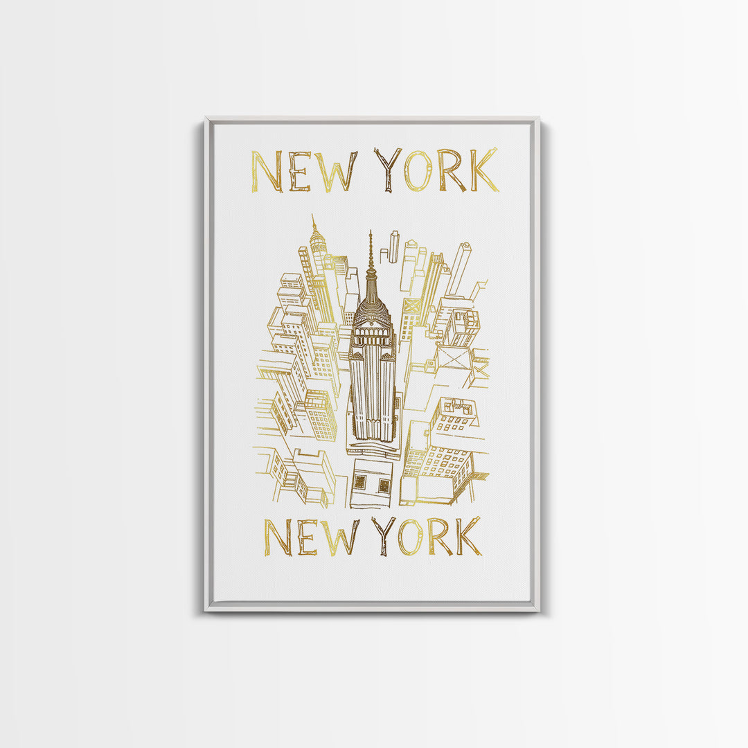 New York Travel Poster, Canvas Print, Elegant City Illustration, New York Art Print, Living Room Wall Art, Travel Wall Art, Art Print