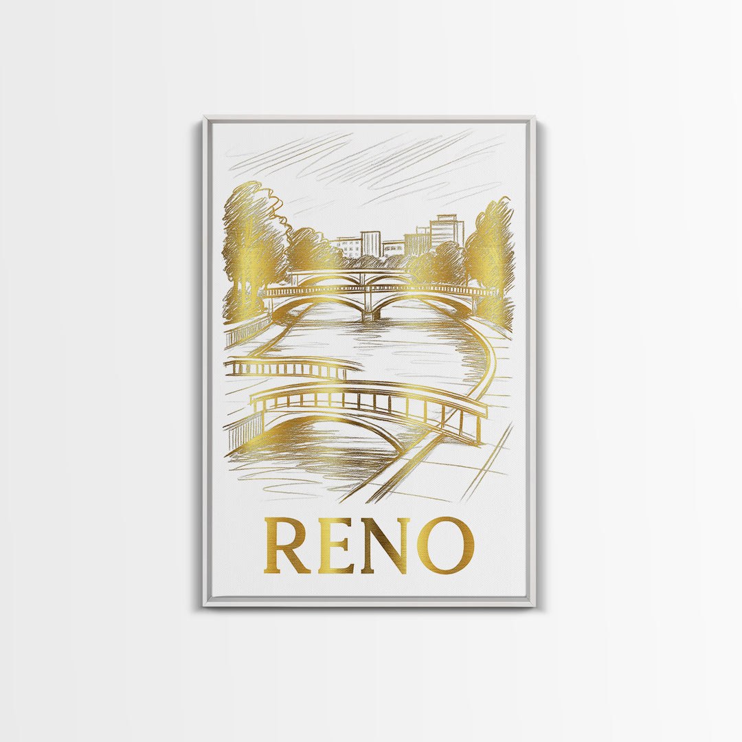 Reno Travel Poster, Framed Canvas Print, Minimalist Poster Art, Reno Poster Print, Vintage City Poster, Travel Poster Set, Travel Print