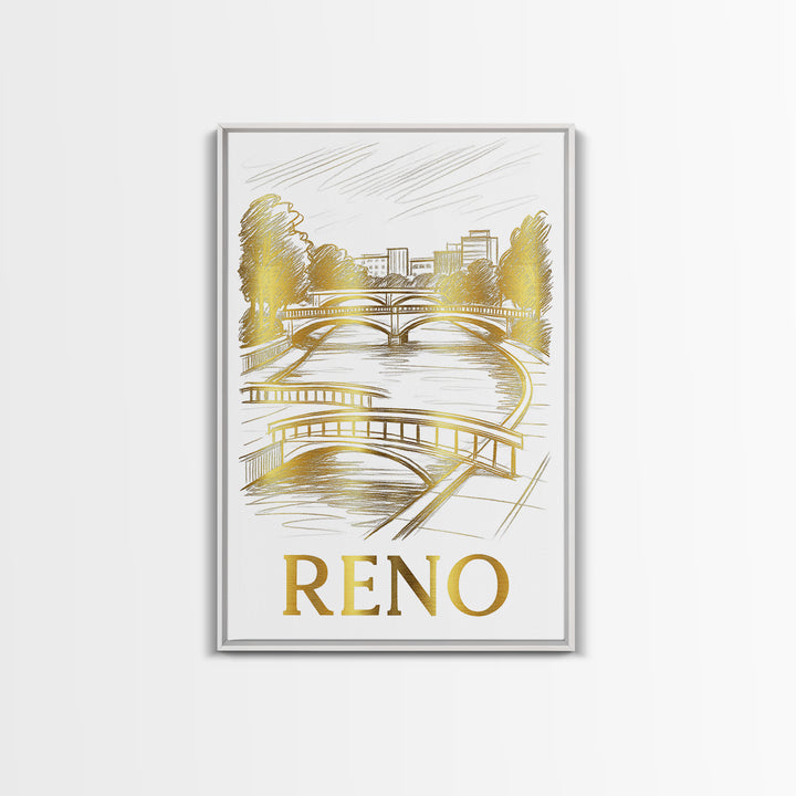 Reno Travel Poster, Framed Canvas Print, Minimalist Poster Art, Reno Poster Print, Vintage City Poster, Travel Poster Set, Travel Print