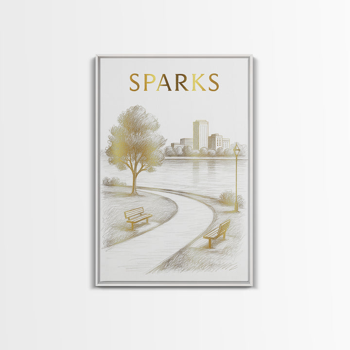 Sparks Nevada Travel Poster, Canvas Print, Elegant City Illustration, Sparks City Art, Travel Art Print, Retro Travel Print, Home Decor