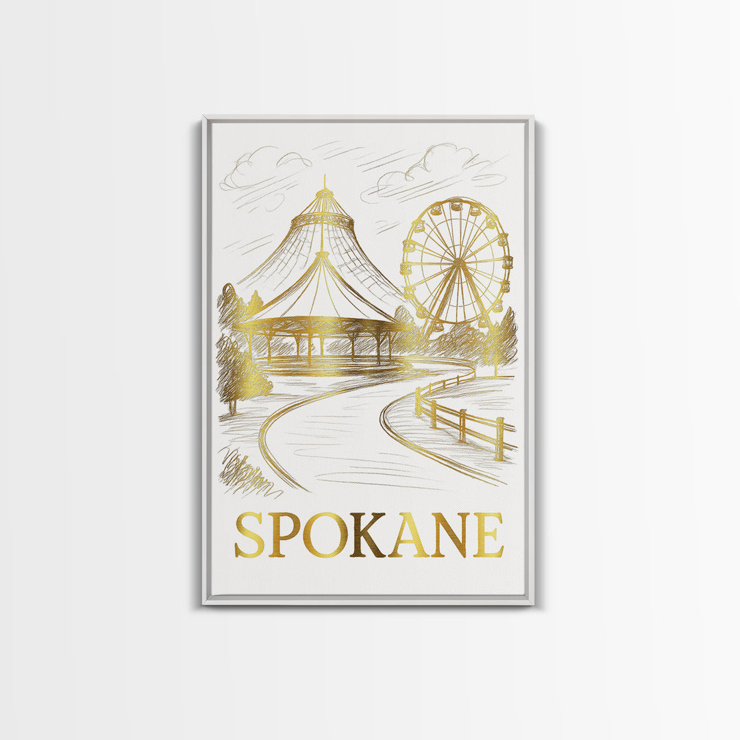 Spokane Travel Poster, Canvas Print, Minimalist Poster Art, Spokane Wall Art, Living Room Wall Art, Retro Travel Print, Vintage City Poster