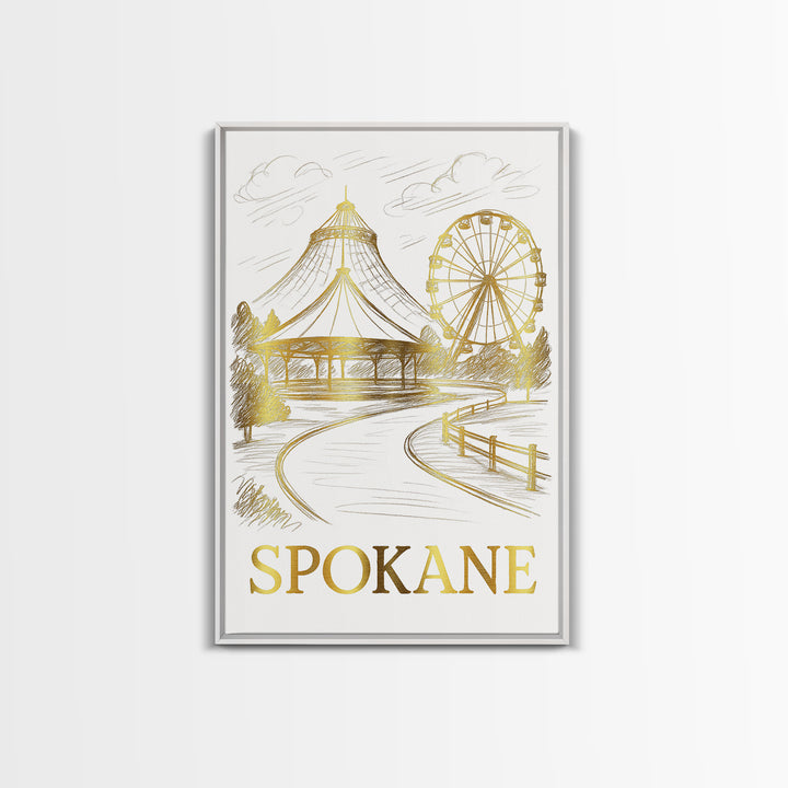Spokane Travel Poster, Canvas Print, Minimalist Poster Art, Spokane Wall Art, Living Room Wall Art, Retro Travel Print, Vintage City Poster