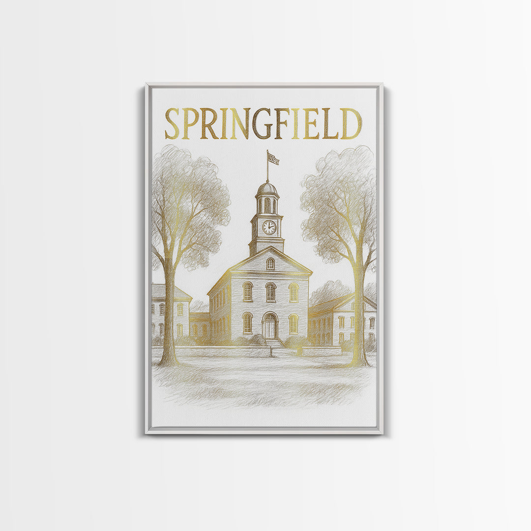 Springfield Travel Poster, Framed Canvas Print, Minimalist Poster Art, Springfield Poster Print, Travel Art Print, Travel Poster Set