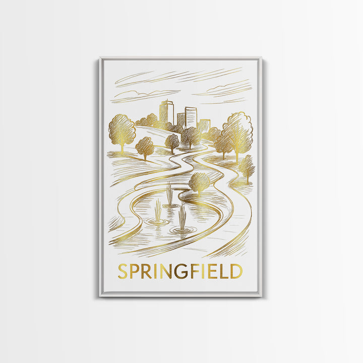 Springfield Travel Poster, Framed Canvas Print, Elegant City Illustration, Springfield City Art, Vintage Travel Art, Travel Poster Set