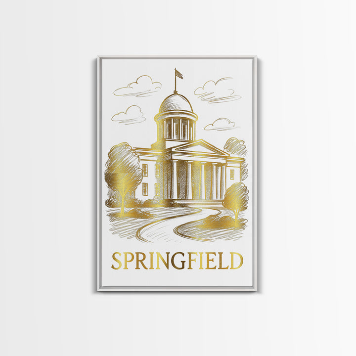 Springfield Travel Poster, Framed Canvas Print, Elegant City Illustration, Springfield Wall Art, Fine Art Print, City Travel Prints