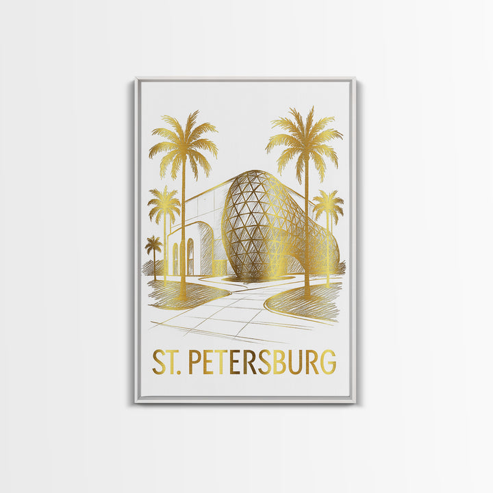 St Petersburg Travel Poster, Canvas Print, White And Gold Sketch Art, St Petersburg Art Print, City Illustration, Travel Wall Decor