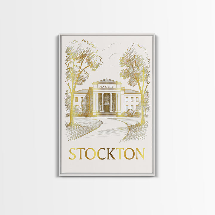 Stockton Travel Poster, Canvas Print, Elegant City Illustration, Stockton Wall Art, Vintage Travel Print, Travel Art Print, City Art Print