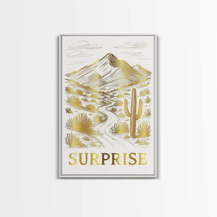 Surprise Travel Poster, Canvas Print, Elegant City Illustration, Surprise City Art, Retro Travel Print, Watercolor Cityscape, Wall Art