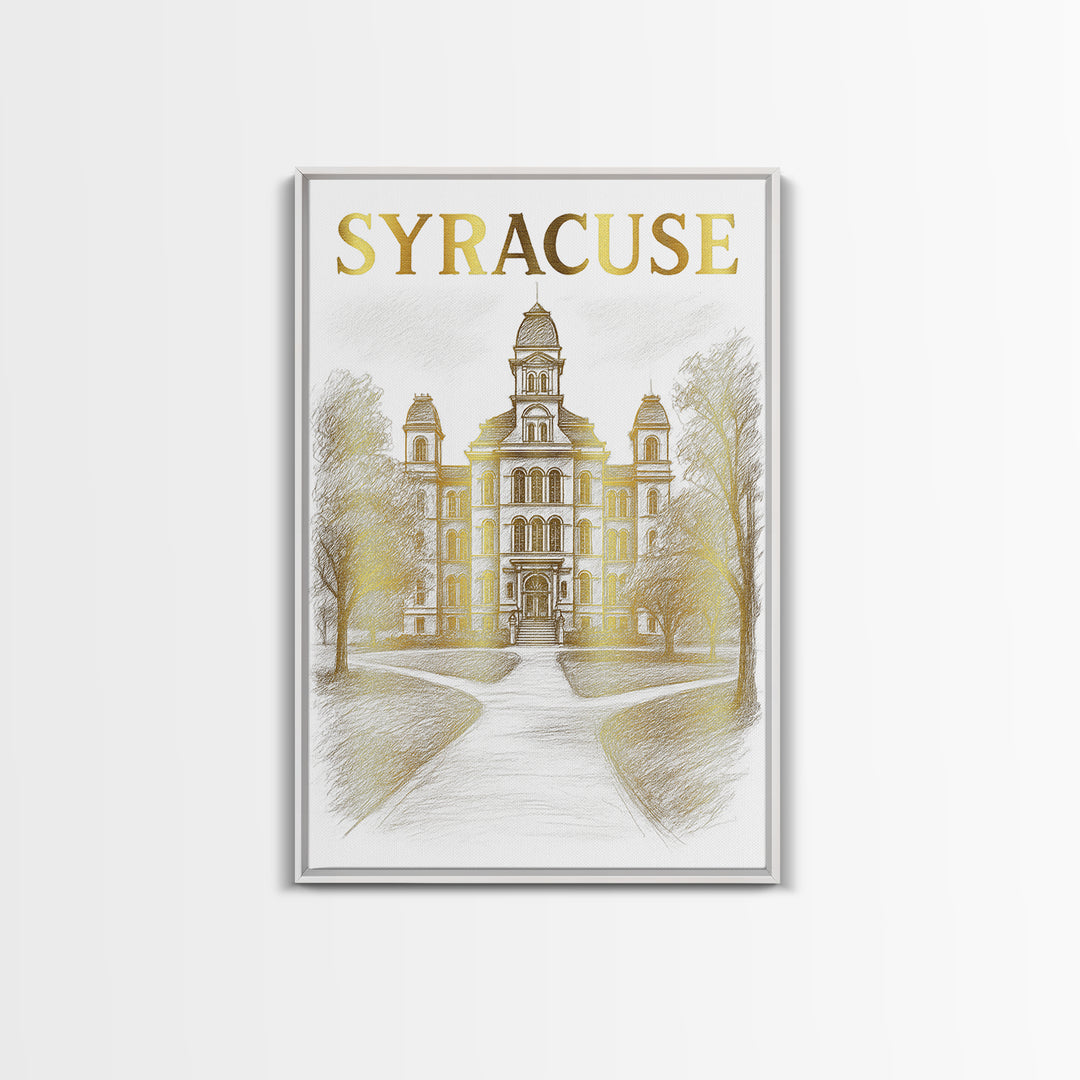 Syracuse New York Travel Poster, Framed Canvas Print, Elegant City Illustration, Syracuse Wall Art, Wanderlust Decor, Travel Poster Set