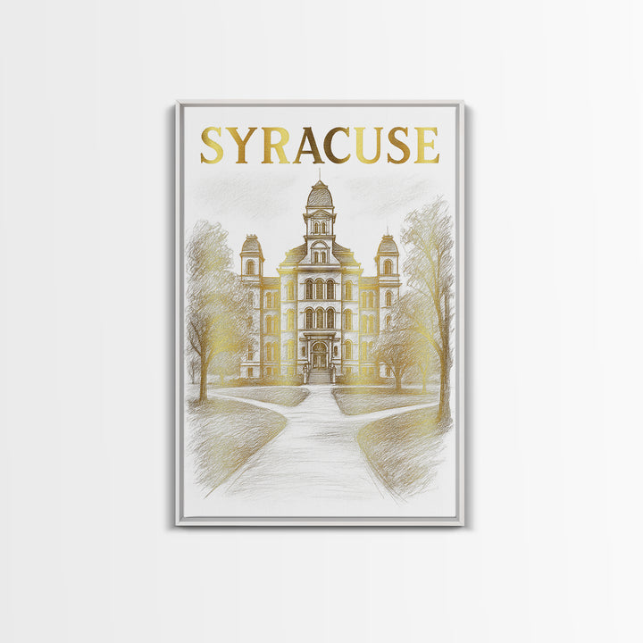 Syracuse New York Travel Poster, Framed Canvas Print, Elegant City Illustration, Syracuse Wall Art, Wanderlust Decor, Travel Poster Set