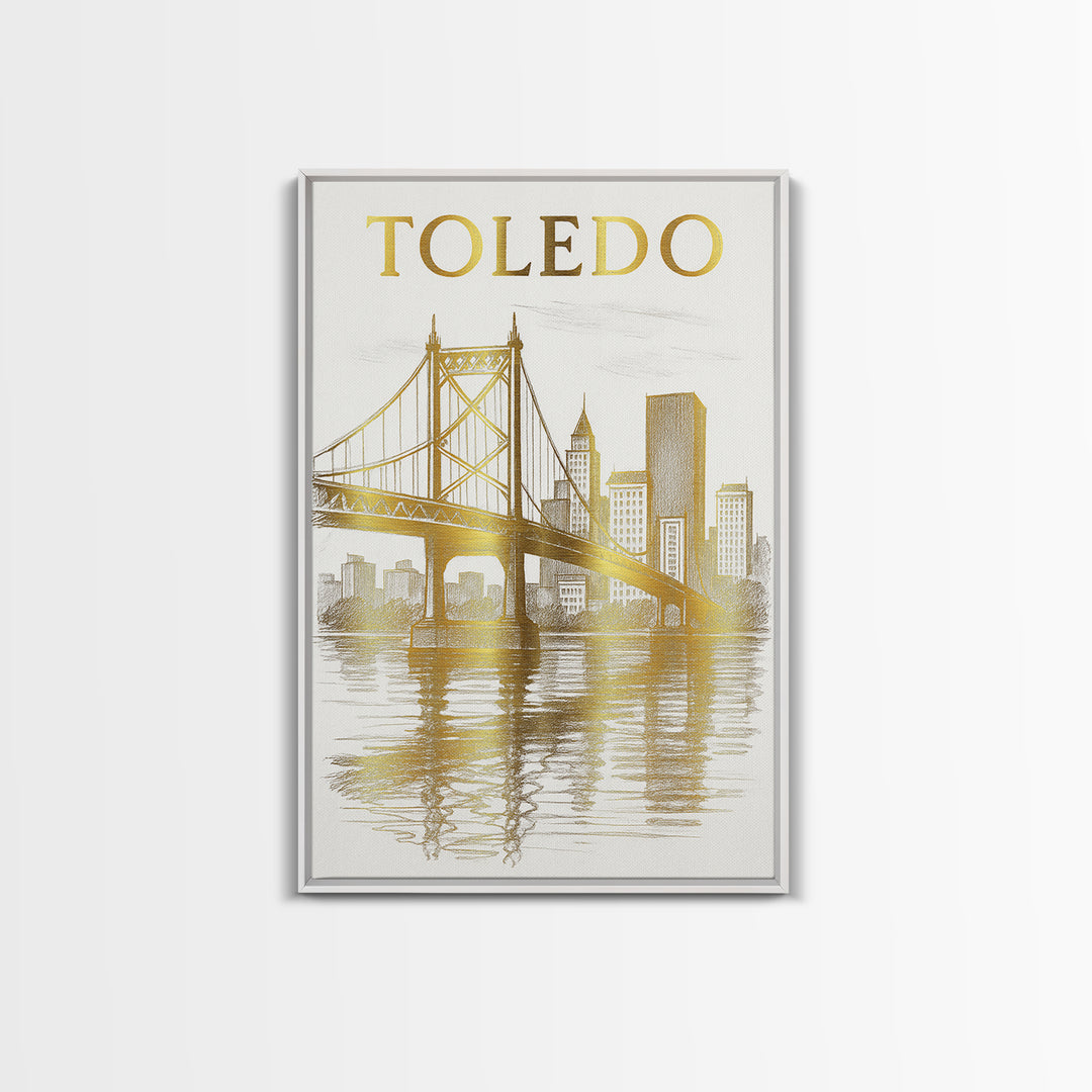 Toledo Ohio Travel Poster, Framed Canvas Print, Minimalist Poster Art, Toledo City Art, Vintage City Poster, City Travel Prints, City Poster