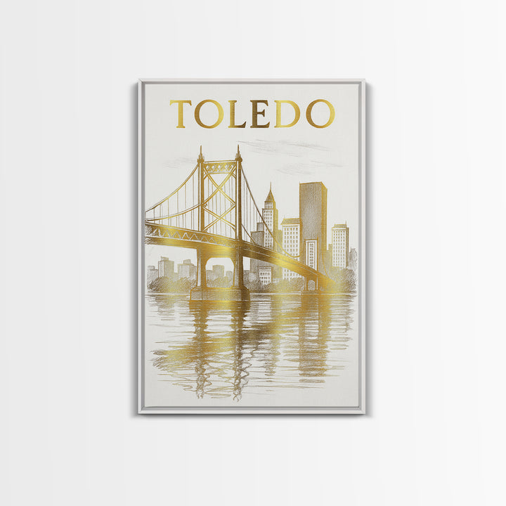 Toledo Ohio Travel Poster, Framed Canvas Print, Minimalist Poster Art, Toledo City Art, Vintage City Poster, City Travel Prints, City Poster