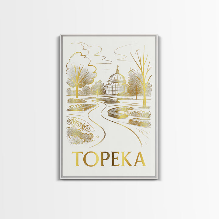 Topeka Travel Poster, Canvas Print, Gold Line Drawing Wall Art, Topeka Wall Art, Travel Poster Set, Living Room Wall Art, Fine Art Print