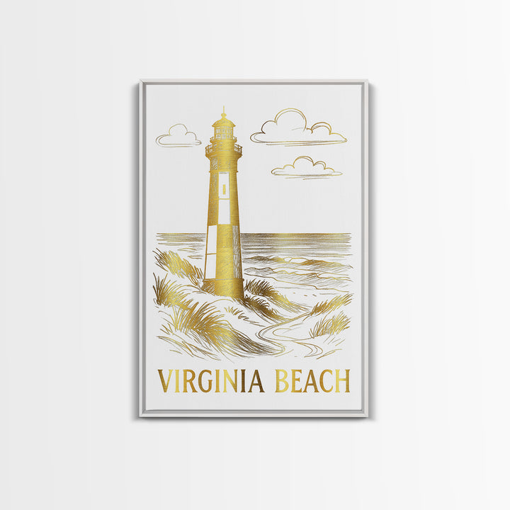 Virginia Beach Travel Poster, Framed Canvas Print, Minimalist Poster Art, Virginia Beach Wall Art, Vintage City Art, City Illustration