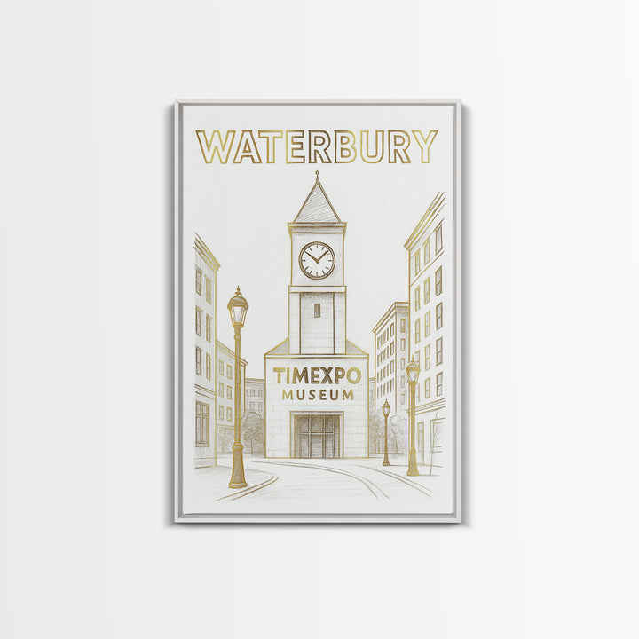 Waterbury Connecticut Travel Poster, Canvas Print, Elegant City Illustration, Waterbury Poster Print, Wanderlust Decor, Travel Wall Decor