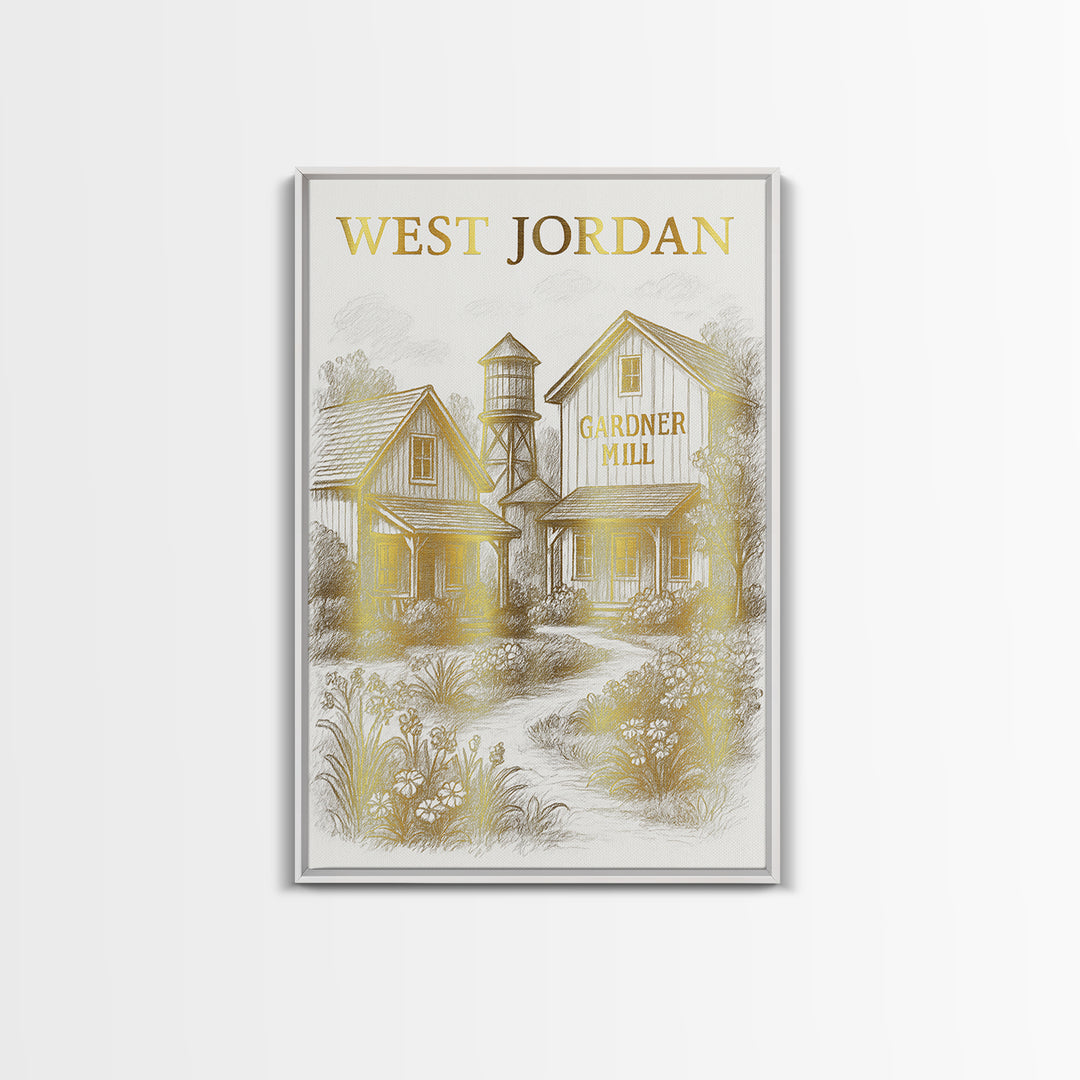 West Jordan Utah Travel Poster, Canvas Print, Elegant City Illustration, West Jordan Wall Art, Vintage Travel Print, City Art Print