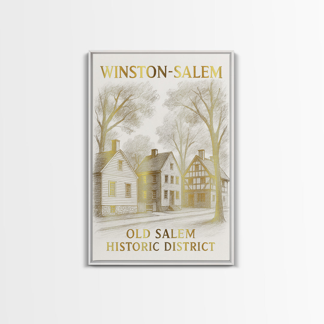 Winston Salem North Carolina Travel Poster, Canvas Print, Elegant Skyline Art, Winston Salem Poster Print, Retro Travel Print, Travel Gift