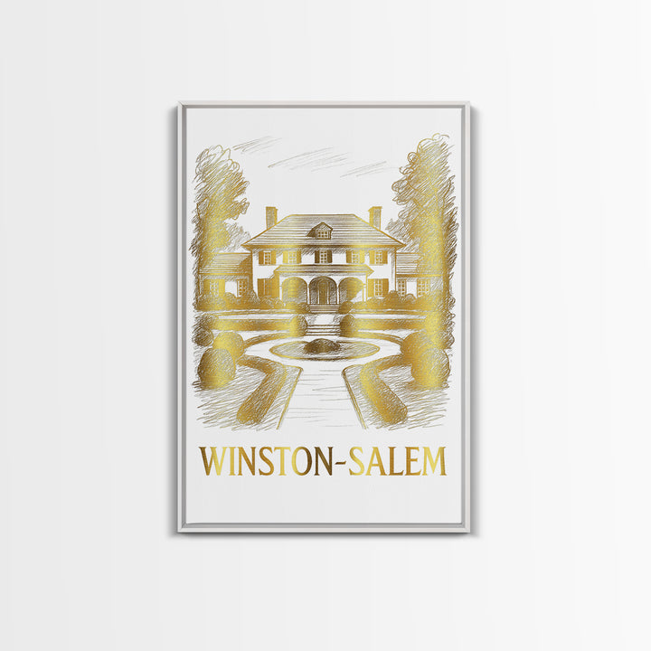 Winston Salem Travel Poster, Canvas Print, Minimalist Poster Art, Winston Salem Art Print, Watercolor Downtown Skyline, Retro Travel Print