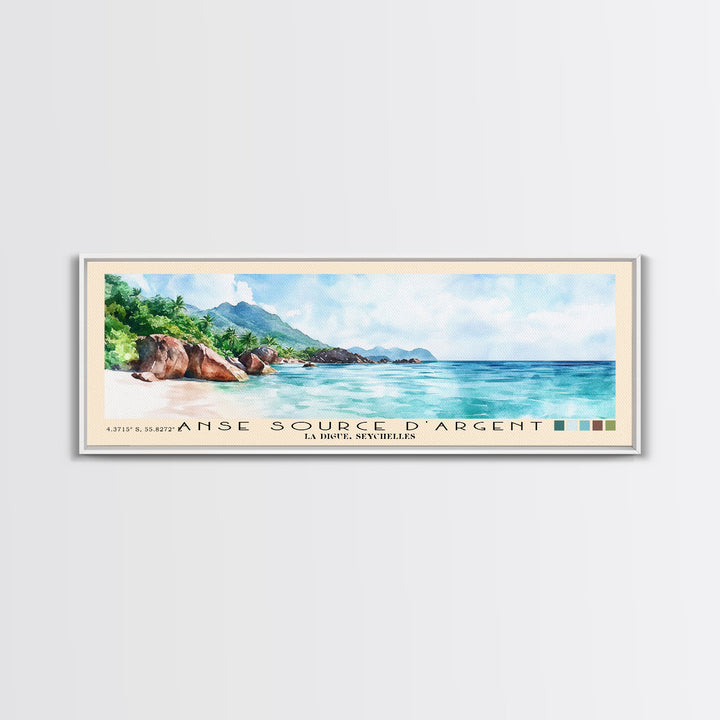 Anse Source d’Argent, La Digue, Seychelles Watercolor Print, Vacation Gift, La Digue, Seychelles Wall Art, Vacation Wall Art, Vacatation Memories, Beach Decor, Beach Or Lakehouse Art