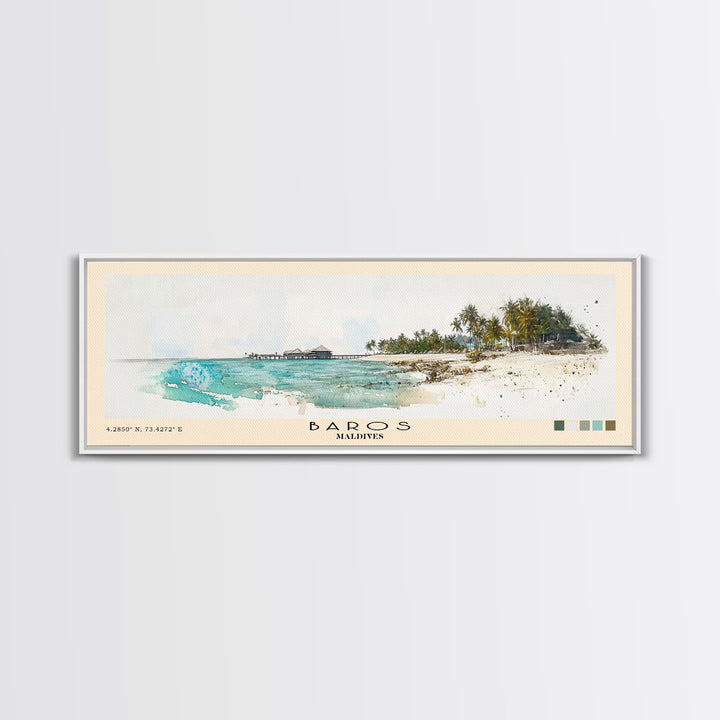 Baros, Maldives Watercolor Print, Vacation Gift, Maldives Wall Art, Vacation Wall Art, Vacatation Memories, Beach Decor, Beach Or Lakehouse Art