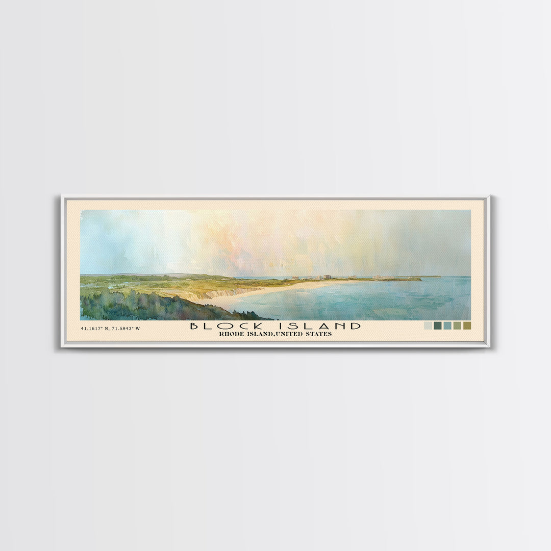 Block Island, Rhode Island,United States Watercolor Print, Vacation Gift, Rhode Island,United States Wall Art, Beach Painting, Beach Decor, Large Wall Art, Wood Frame Art
