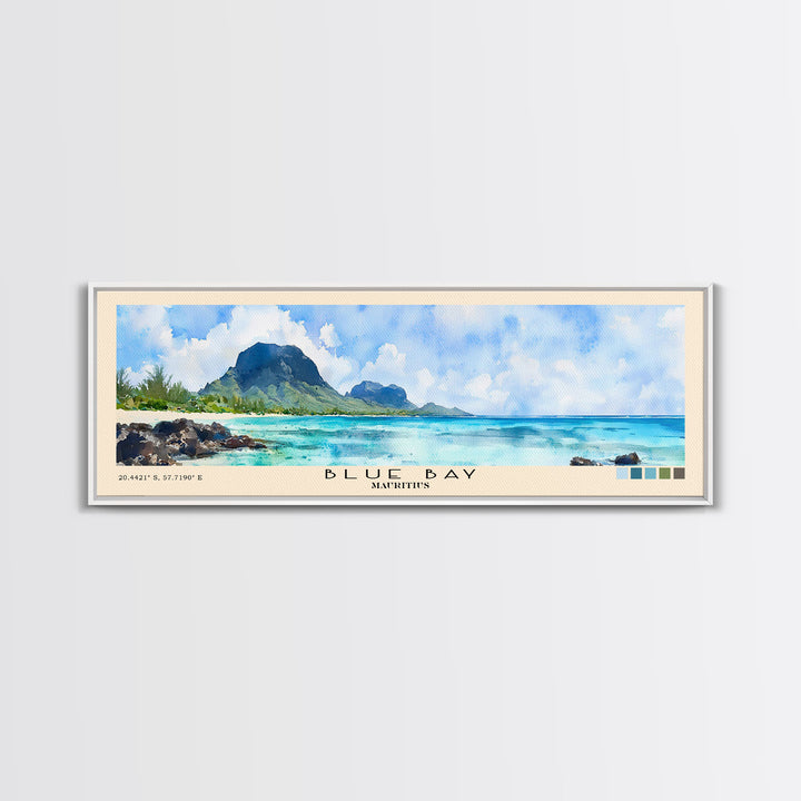 Blue Bay, Mauritius Watercolor Print, Vacation Gift, Mauritius Wall Art, Vacation Wall Art, Vacatation Memories, Beach Decor, Beach Or Lakehouse Art
