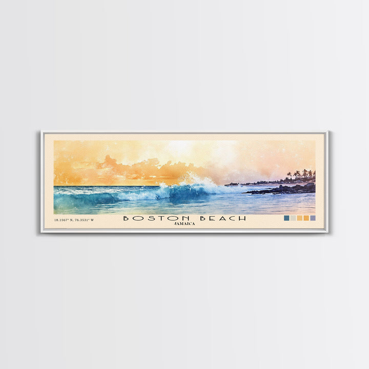 Boston Beach, Jamaica Watercolor Beach Print, Vacation Gift, Jamaica Wall Art, Beach Painting, Beach Decor, Beach Painting