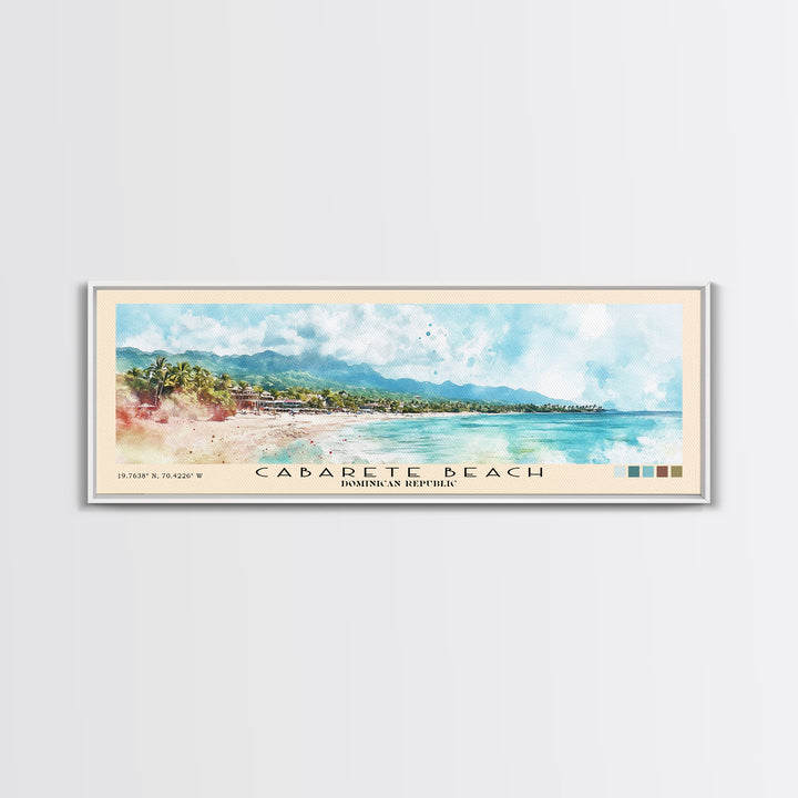 Cabarete Beach, Dominican Republic Watercolor Print, Vacation Gift, Dominican Republic Wall Art, Beach Painting, Beach Decor, Large Wall Art, Wood Frame Art