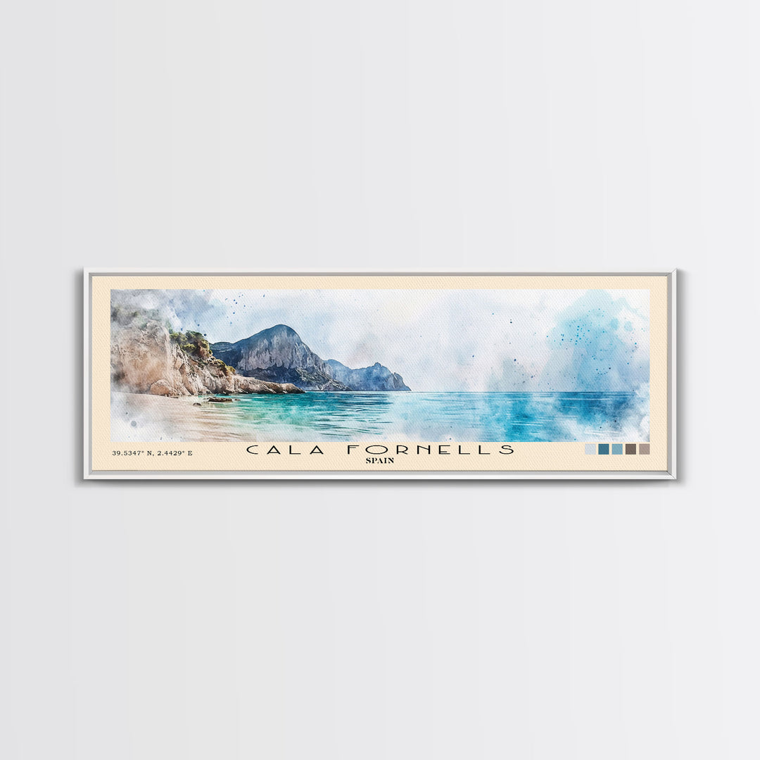 Cala Fornells, Spain Watercolor Print, Vacation Gift, Spain Wall Art, Beach Painting, Beach Decor, Beach Or Lakehouse Art