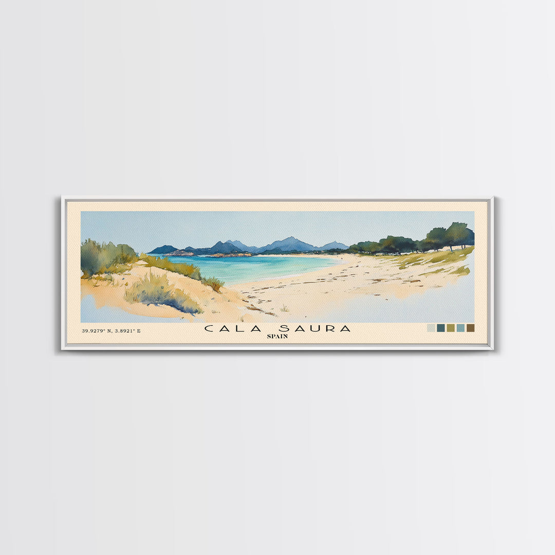 Cala Saura, Spain Watercolor Print, Vacation Gift, Spain Wall Art, Vacation Wall Art, Vacatation Memories, Beach Decor, Beach Or Lakehouse Art