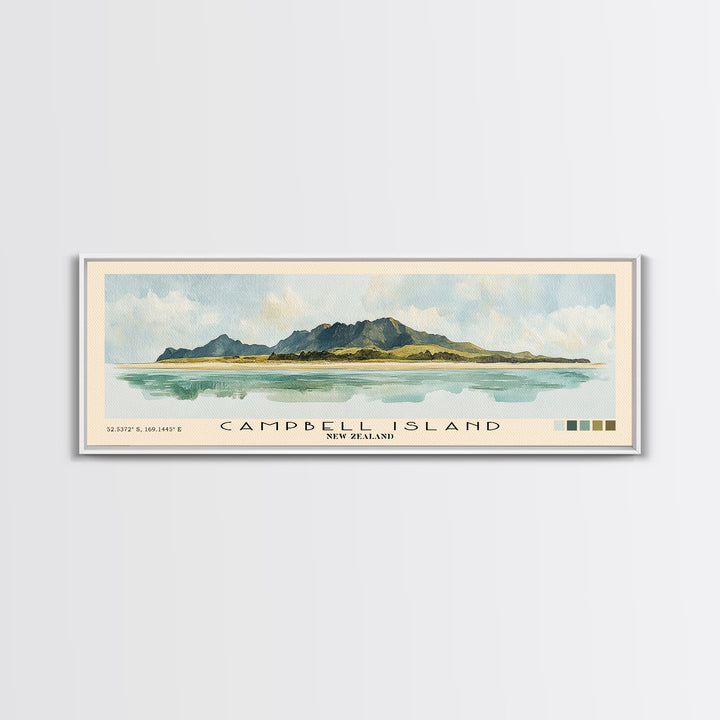 Campbell Island, New Zealand Watercolor Print, Vacation Gift, New Zealand Wall Art, Vacation Wall Art, Vacatation Memories, Beach Decor, Beach Or Lakehouse Art