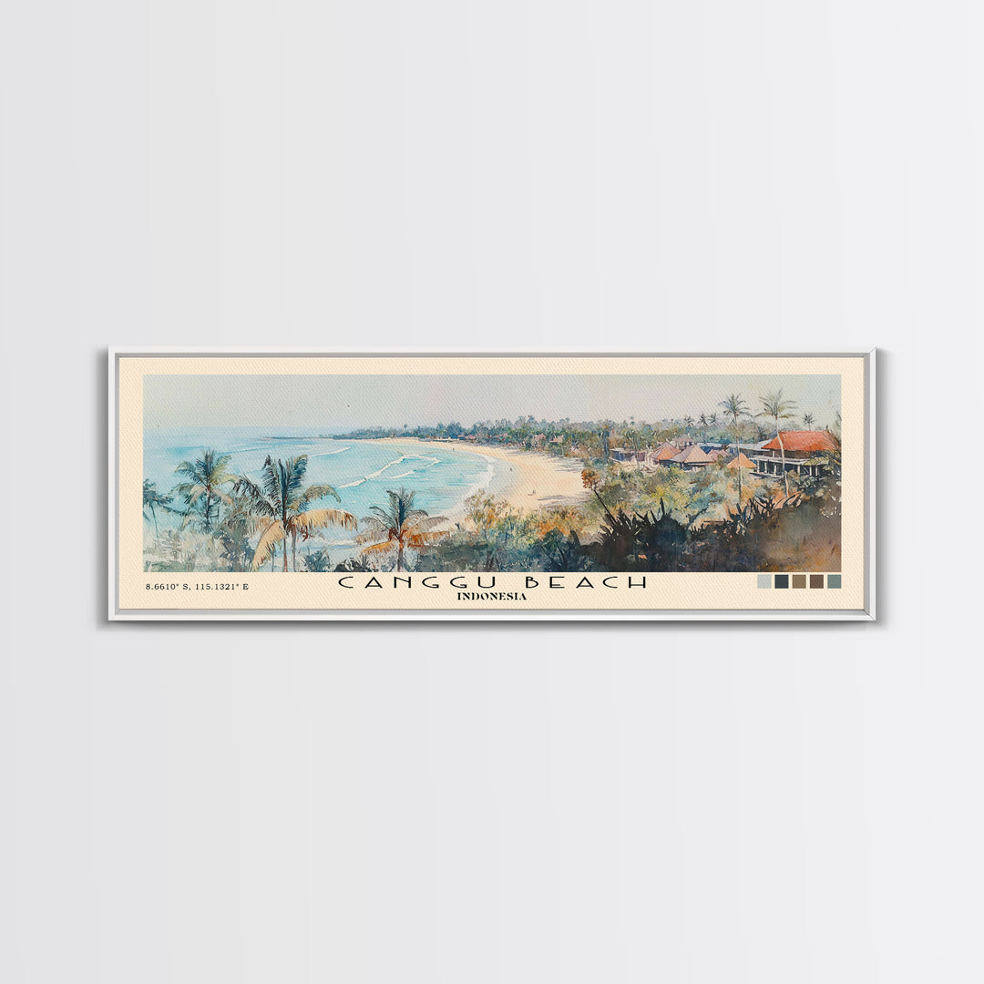 Canggu Beach, Indonesia Watercolor Print, Vacation Gift, Indonesia Wall Art, Beach Painting, Beach Decor, Large Wall Art, Wood Frame Art