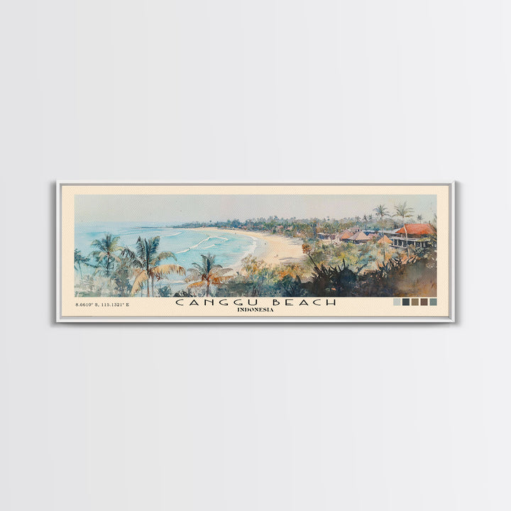 Canggu Beach, Indonesia Watercolor Print, Vacation Gift, Indonesia Wall Art, Beach Painting, Beach Decor, Large Wall Art, Wood Frame Art