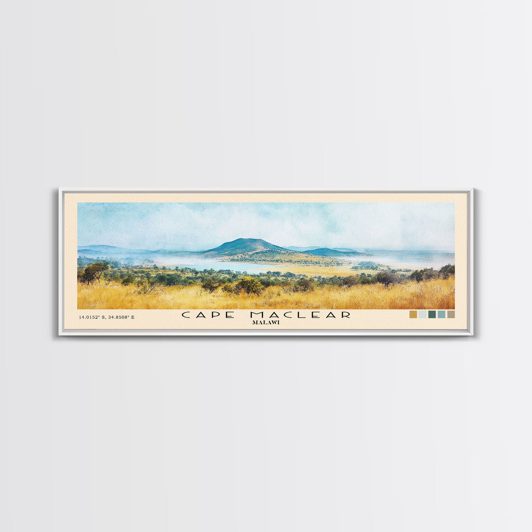Cape Maclear, Malawi Watercolor Print, Vacation Gift, Malawi Wall Art, Beach Painting, Beach Decor, Large Wall Art, Wood Frame Art