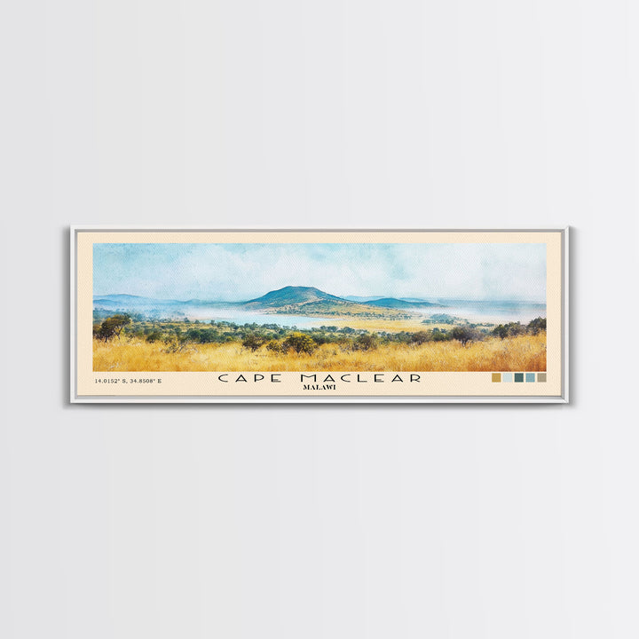 Cape Maclear, Malawi Watercolor Print, Vacation Gift, Malawi Wall Art, Beach Painting, Beach Decor, Large Wall Art, Wood Frame Art