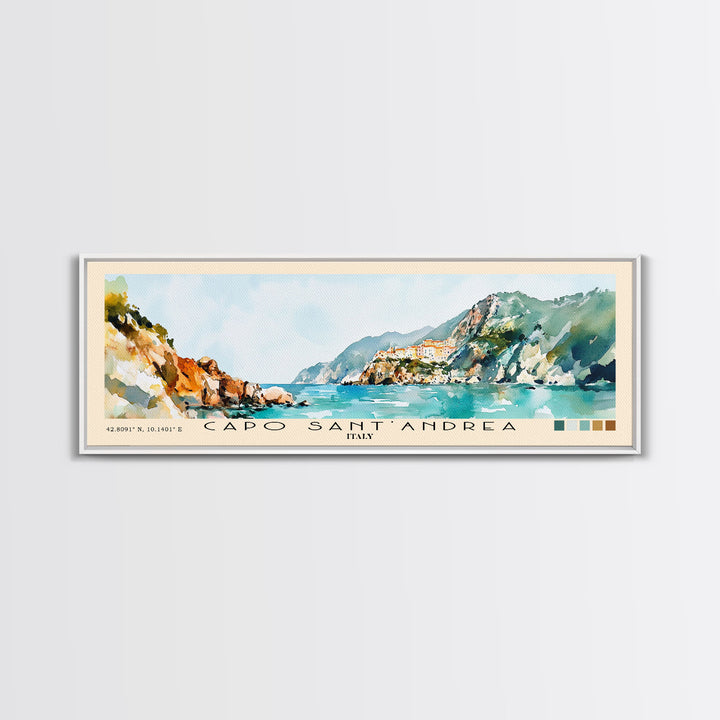 Capo Sant’Andrea, Italy Watercolor Print, Vacation Gift, Italy Wall Art, Beach Painting, Beach Decor, Beach Or Lakehouse Art