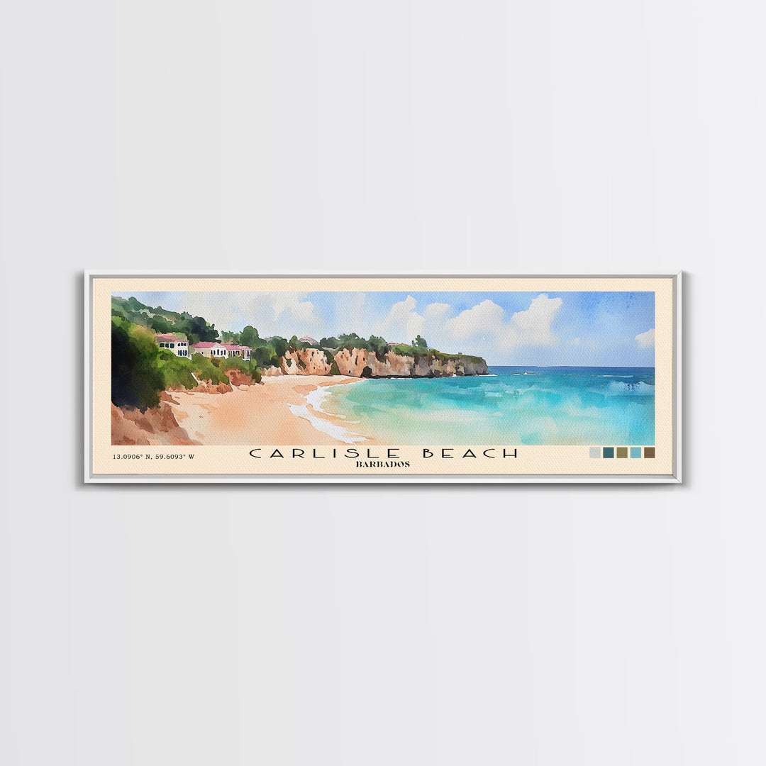 Carlisle Beach, Barbados Watercolor Print, Vacation Gift, Barbados Wall Art, Beach Painting, Beach Decor, Beach Or Lakehouse Art