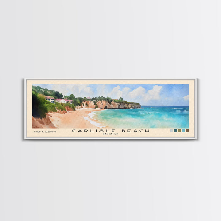 Carlisle Beach, Barbados Watercolor Print, Vacation Gift, Barbados Wall Art, Beach Painting, Beach Decor, Beach Or Lakehouse Art