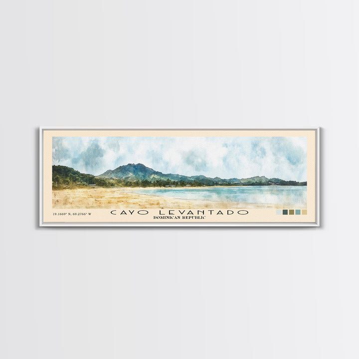 Cayo Levantado, Dominican Republic Watercolor Print, Vacation Gift, Dominican Republic Wall Art, Beach Painting, Beach Decor, Large Wall Art, Wood Frame Art