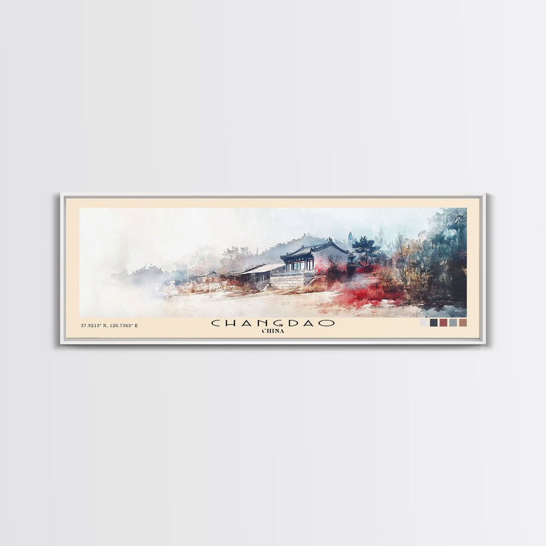 Changdao, China Watercolor Beach Print, Vacation Gift, China Wall Art, Beach Painting, Beach Decor, Beach Painting