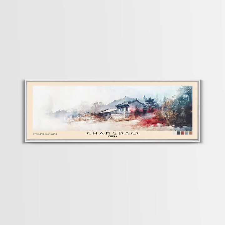Changdao, China Watercolor Beach Print, Vacation Gift, China Wall Art, Beach Painting, Beach Decor, Beach Painting