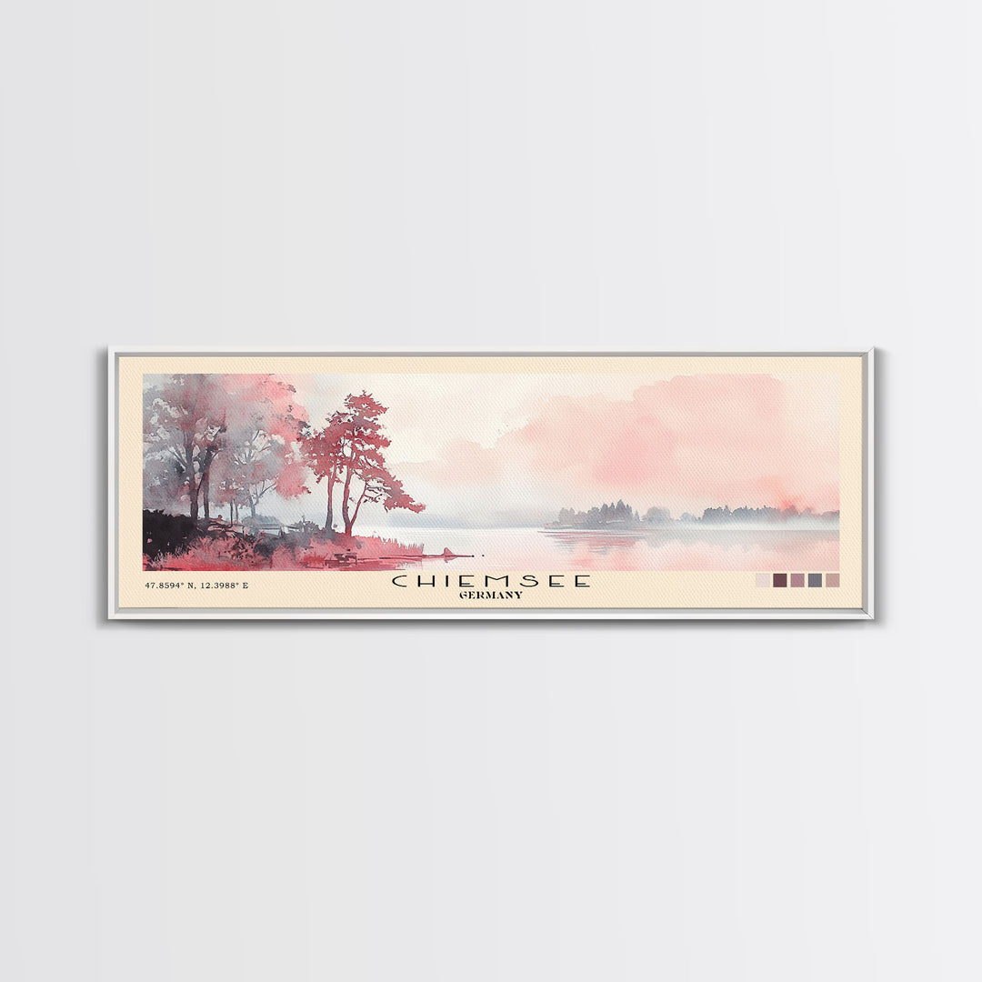 Chiemsee, Germany Watercolor Print, Vacation Gift, Germany Wall Art, Beach Painting, Beach Decor, Large Wall Art, Wood Frame Art