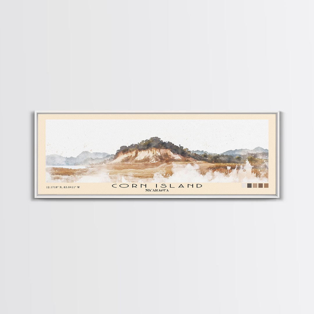 Corn Island, NICARAGUA Watercolor Print, Vacation Gift, NICARAGUA Wall Art, Beach Painting, Beach Decor, Large Wall Art, Wood Frame Art